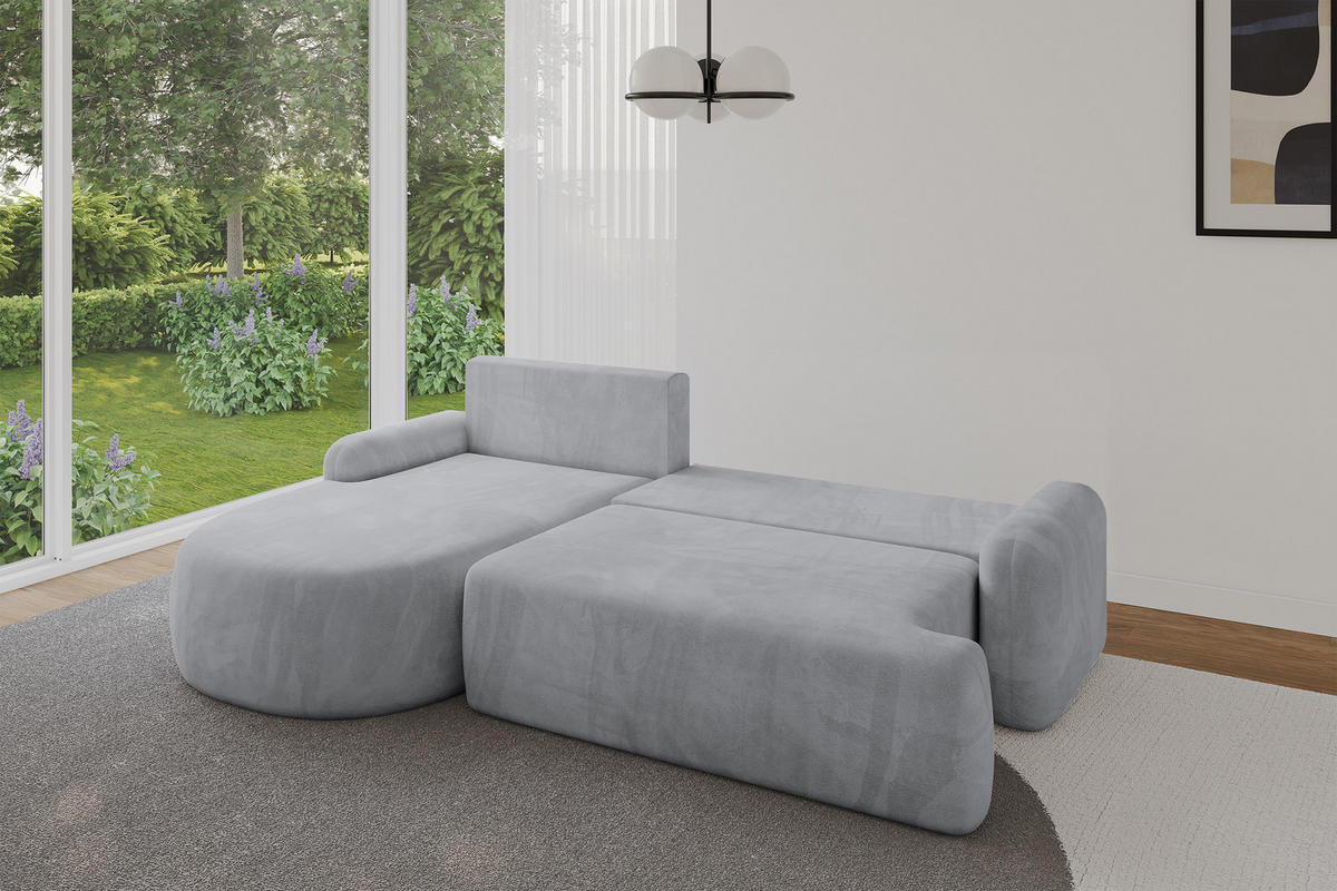 ECKSOFA mit Schlaffunktion und Bettkasten LIRA-L - 264x172x89 Grau - Grau, Holzwerkstoff/Textil (264/172cm) - ALTDECOR