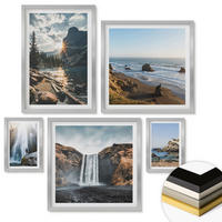 WANDBILDER 5er Set - 50x50 cm & 20x30 cm & 40x60 cm Silberner Rahmen - Zitronengarten mit Getränken - Silberfarben, Kunststoff (40/60cm) - ArtPrintCave