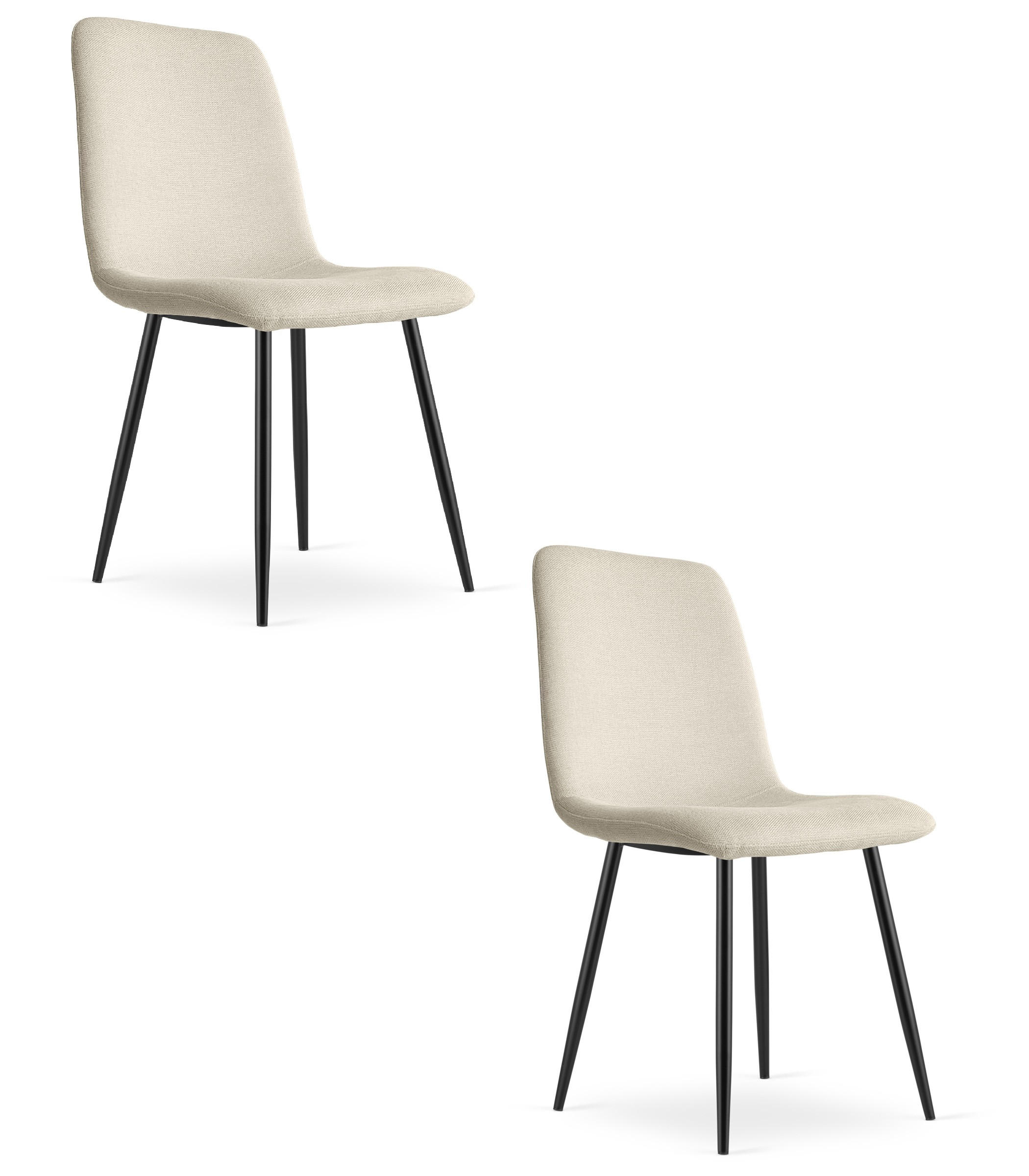 ESSZIMMERSTUHL 2-er Set RIFT beiger Sitz, schwarze Beine - Beige/Schwarz, Textil (46/87/55cm) - Valora