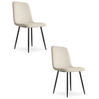 ESSZIMMERSTUHL 2-er Set RIFT beiger Sitz, schwarze Beine - Beige/Schwarz, Textil (46/87/55cm) - Valora