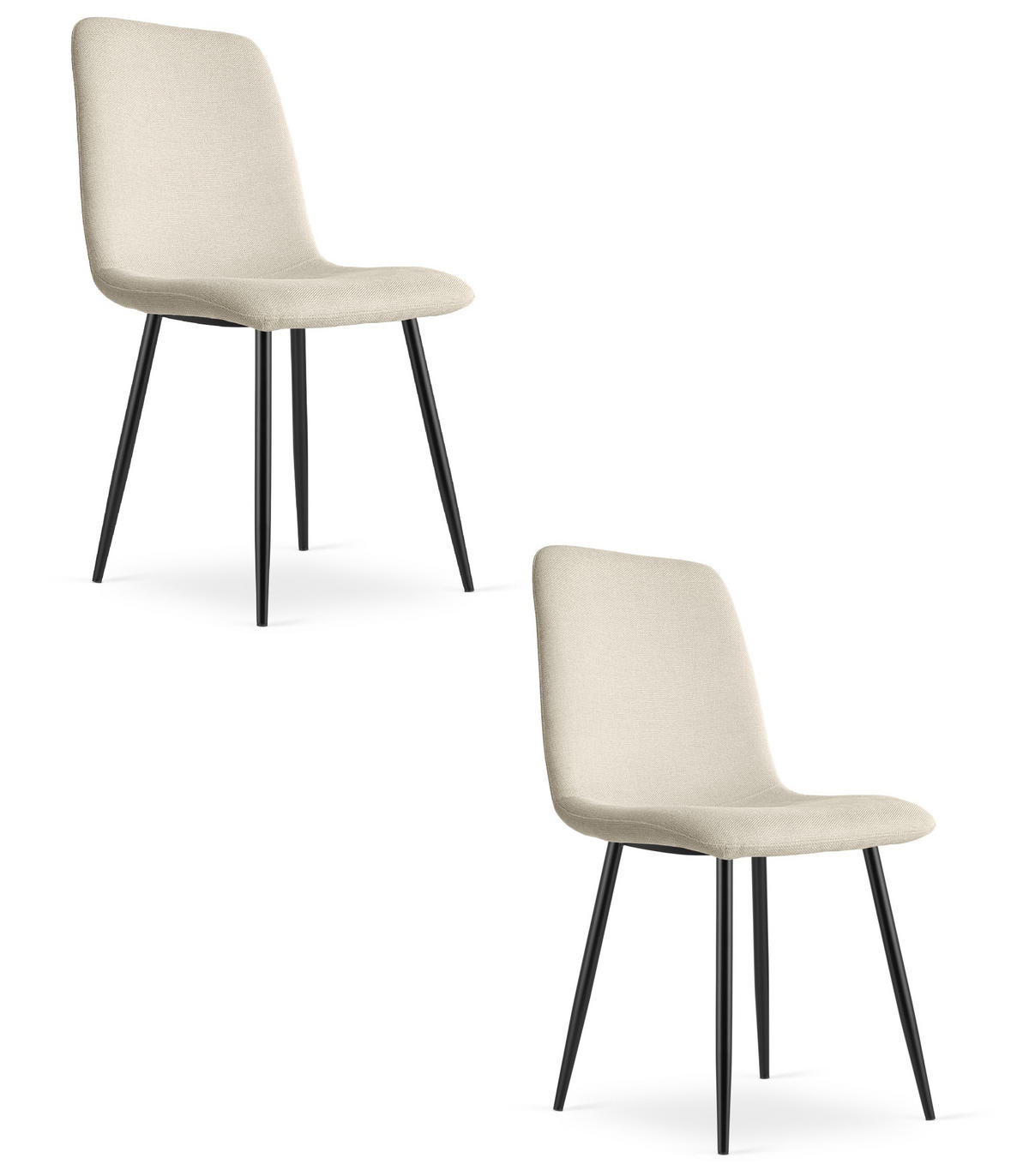 ESSZIMMERSTUHL 2-er Set RIFT beiger Sitz, schwarze Beine - Beige/Schwarz, Textil (46/87/55cm) - Valora