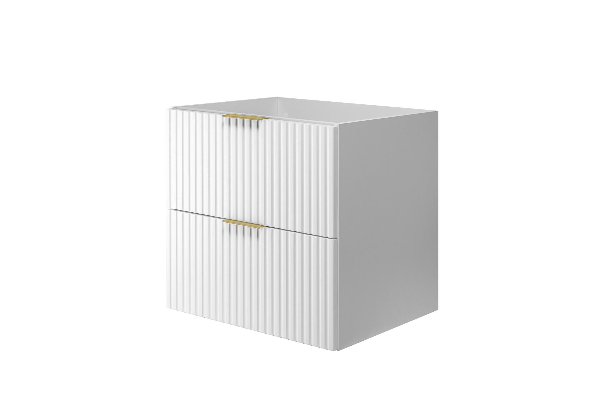 WASCHBECKUNTERSCHRANK, Weiß, 60 x 57 x 46 cm, Griff Gold, ohne Arbeitsplatte - Goldfarben/Weiß, Holzwerkstoff (60/57/46cm) - 3XE LIVING