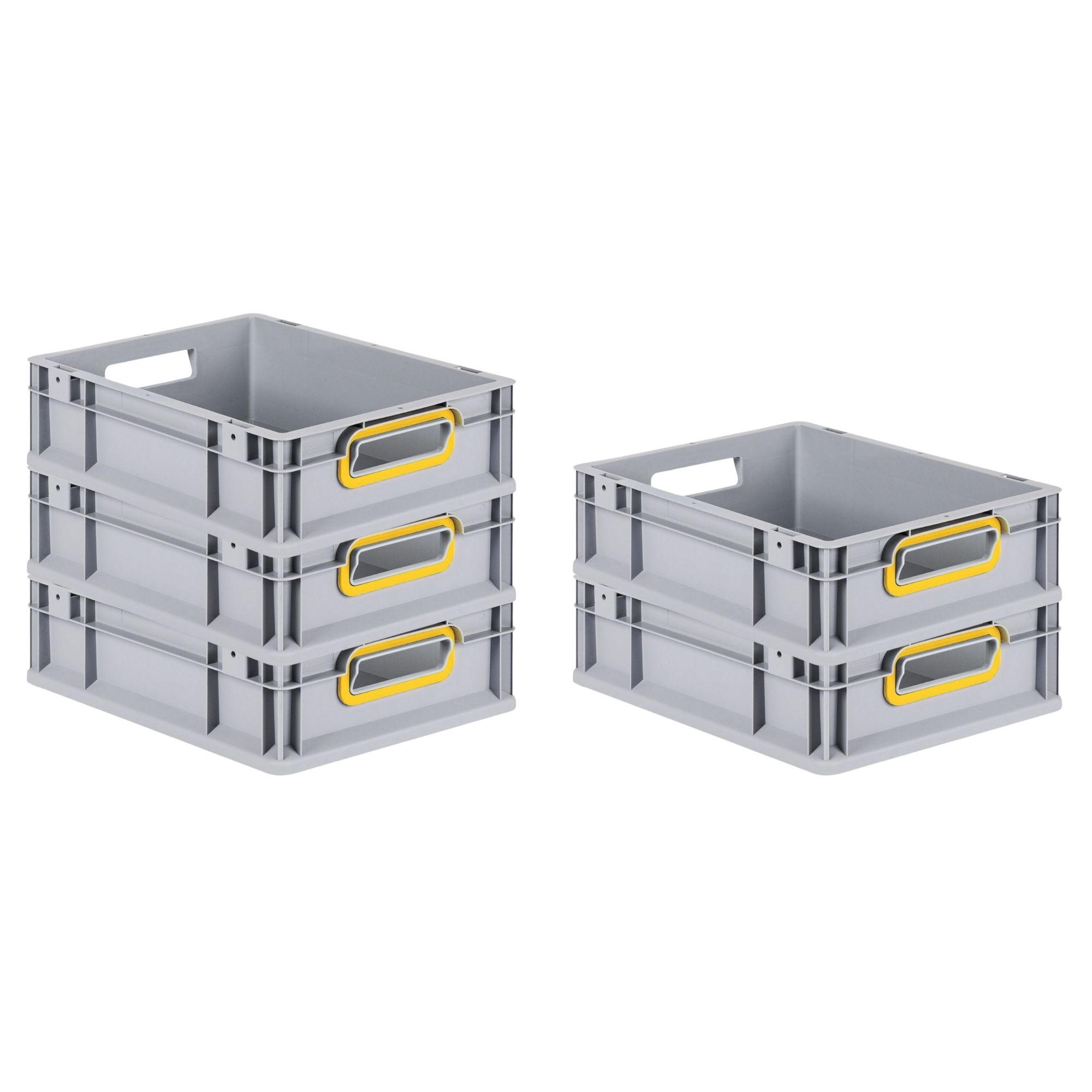 EUROBOX 5x Nextgen Color 12x30x40cm 11 Liter Griffe Gelb Offen - Gelb, Kunststoff (30/12/40cm) - PROREGAL