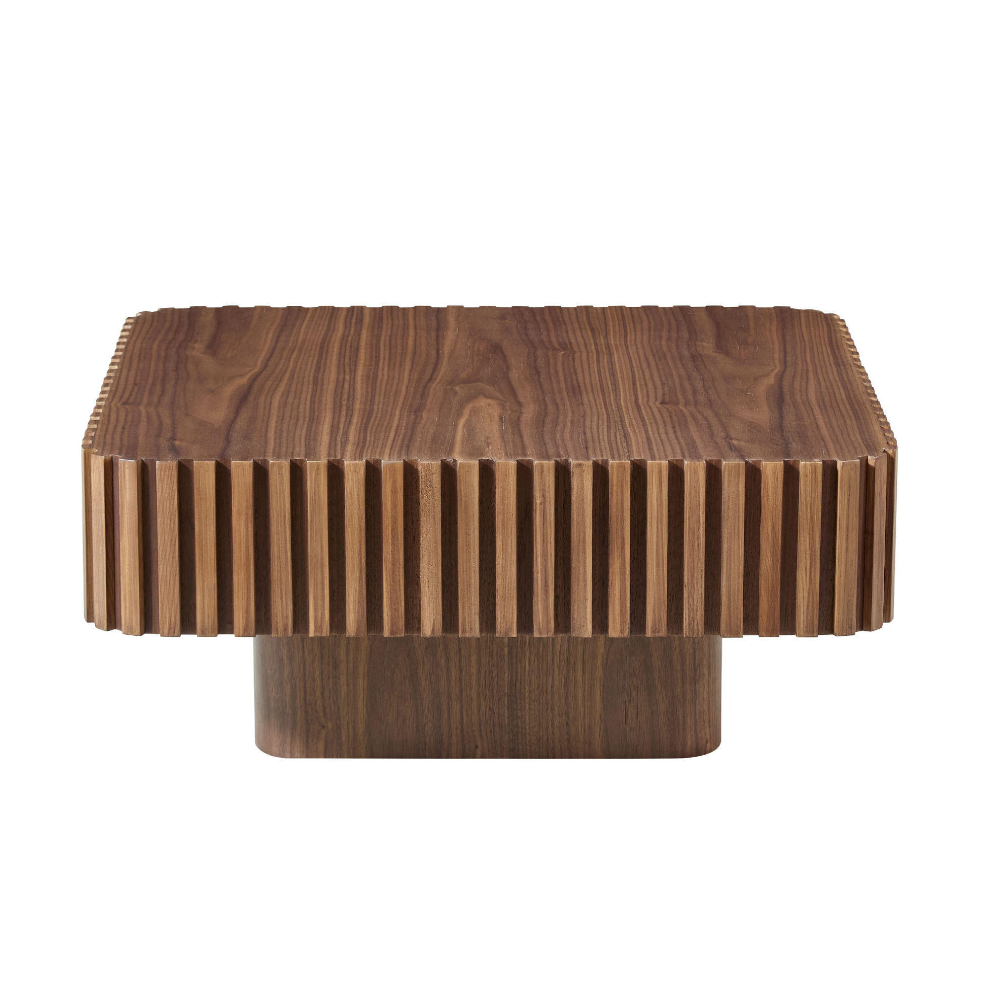 COUCHTISCH 80/80/35 cm walnuss aus Massivholz und MDF mit 3D-Rahmen - Walnussfarben, Holzwerkstoff (80/80/35cm) - OKWISH