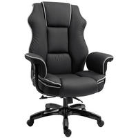 ERGONOMISCHER Bürostuhl, Schwarz - Schwarz, Leder (80/124/76cm) - Vinsetto