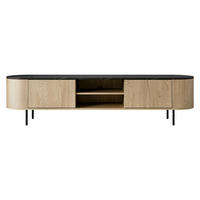 TV-LOWBOARD Lygrint 180 2D - Eichefarben/Schwarz, Holzwerkstoff/Metall (184/45/40cm) - MIRJAN24