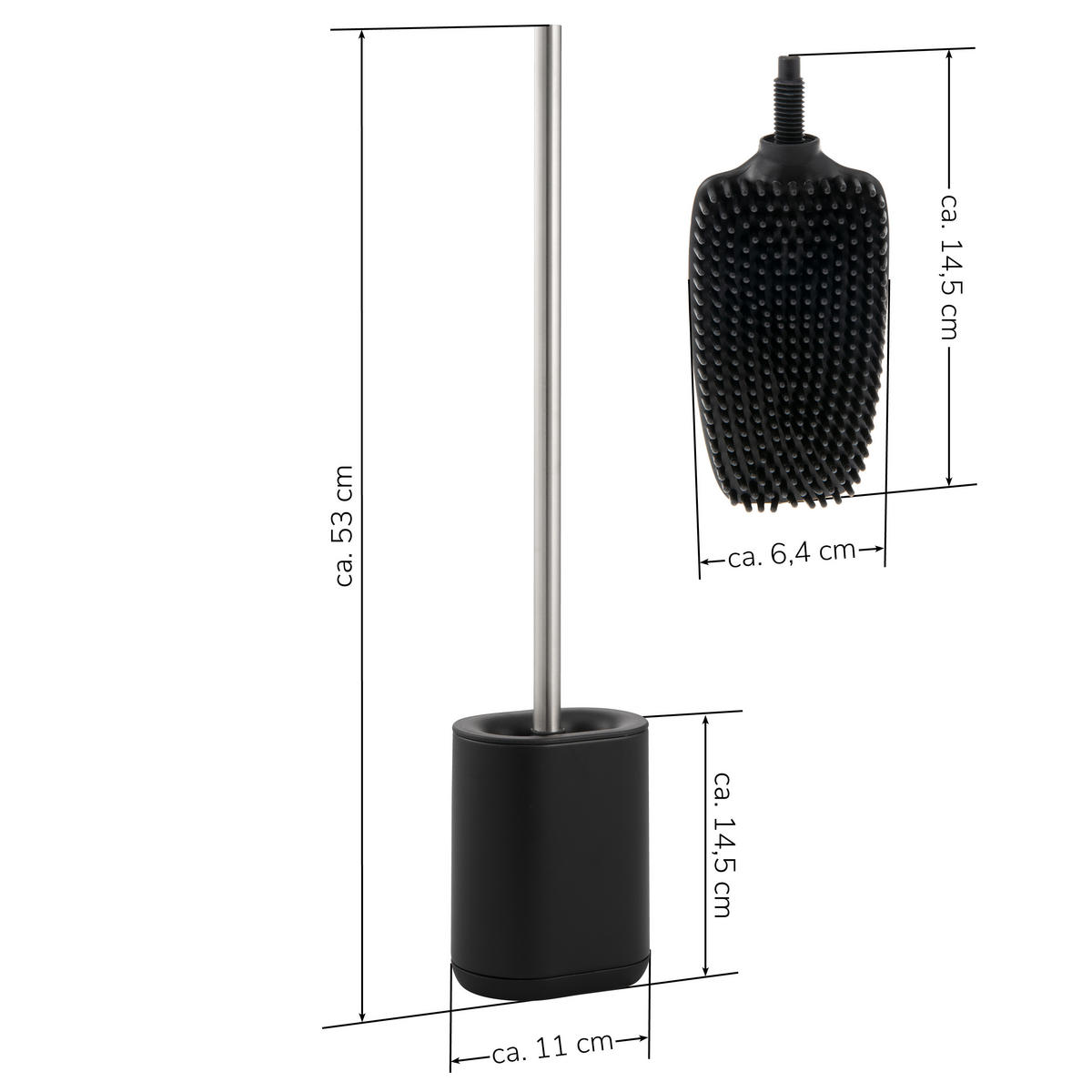 WC-GARNITUR BARBENA, schwarz, Kunststoff Edelstahl - Schwarz, Metall (11/53/4cm) - bremermann