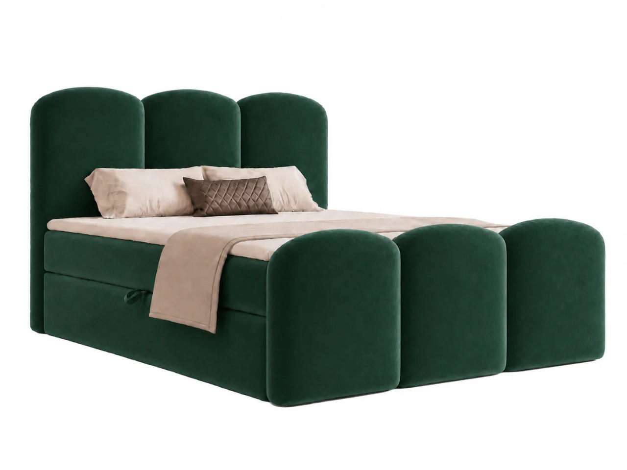 BOXBETT ROYAL 140x200 cm in Grün, Bettkasten, Topper, Velvet-Stoff - Grün, Holz/Textil (140/200cm) - EMLAR Home