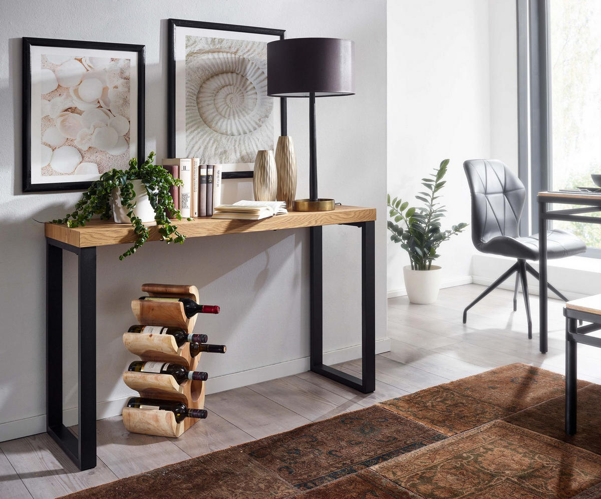 KONSOLENTISCH – Eicheoptik, große Ablagefläche, modern - Schwarz/Braun, Holz/Metall (39/120/76cm) - KADIMA DESIGN