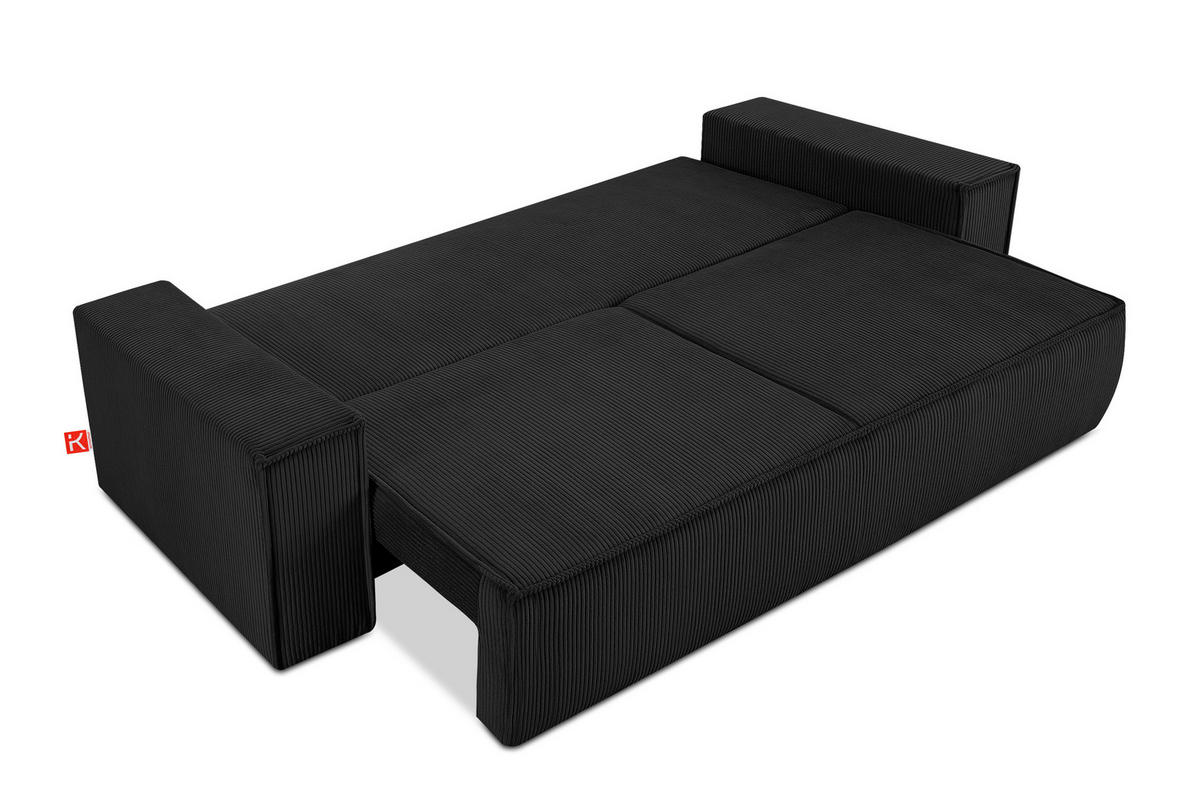 3-SITZER-SCHLAFSOFA NAPI in Pet Friendly Cord-Stoff, Schwarz - Schwarz, Textil (244/89/101cm) - KONSIMO®