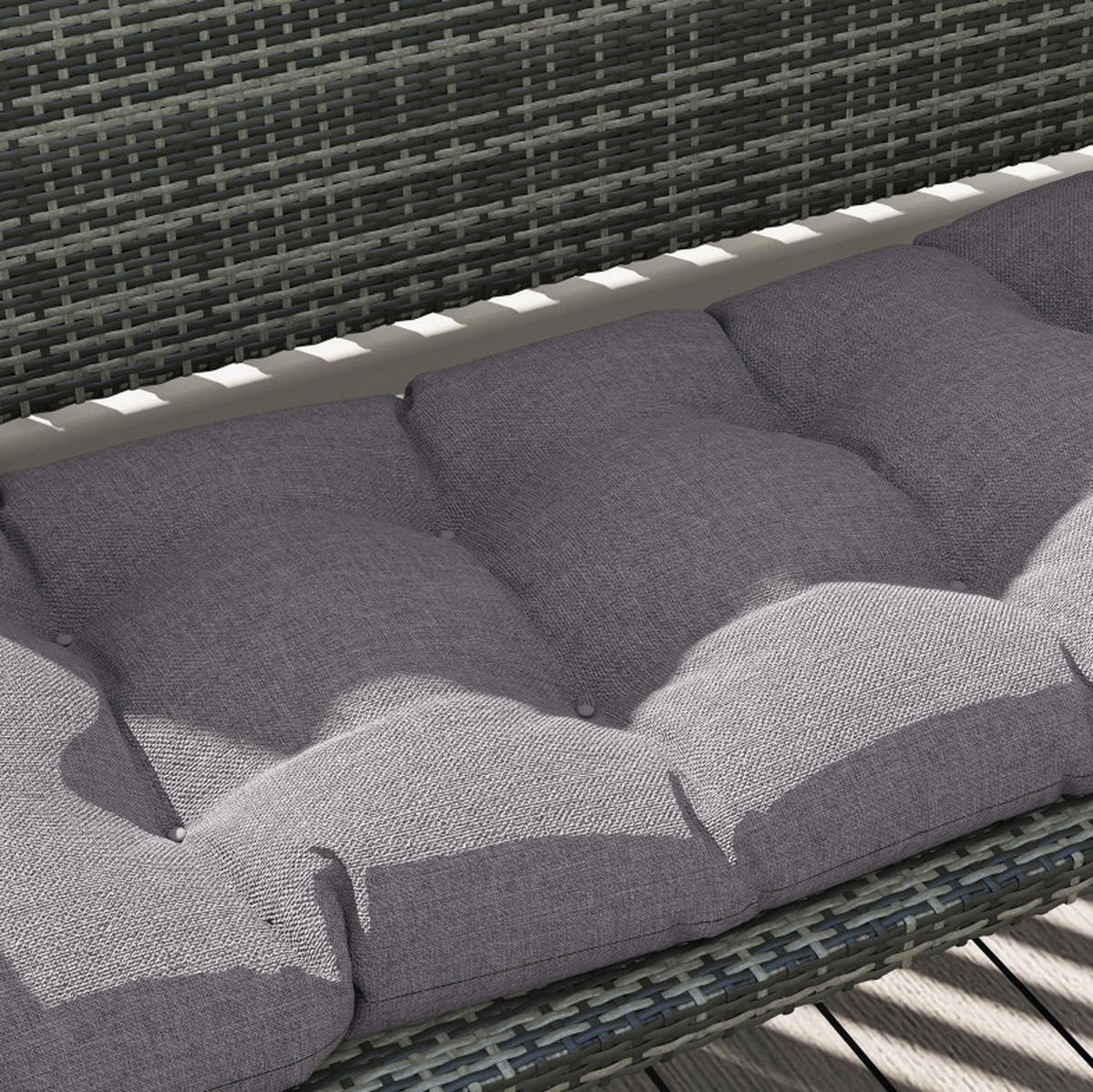 BANKAUFLAGE aus Polyester 105x46x12,5 cm in Grau mit Befestigungsbändern - Grau, Textil (46/12.5/105cm) - Modfu