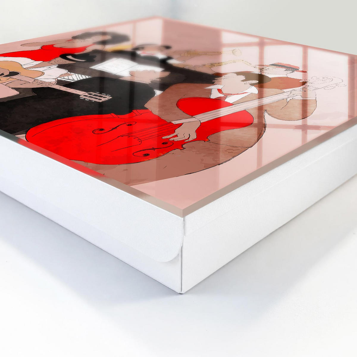 SCHLÜSSELBOX Weiß 30x30 cm – Türöffnung nach rechts - Jazzszene - Rot, Metall (30/30/5cm) - TULUP