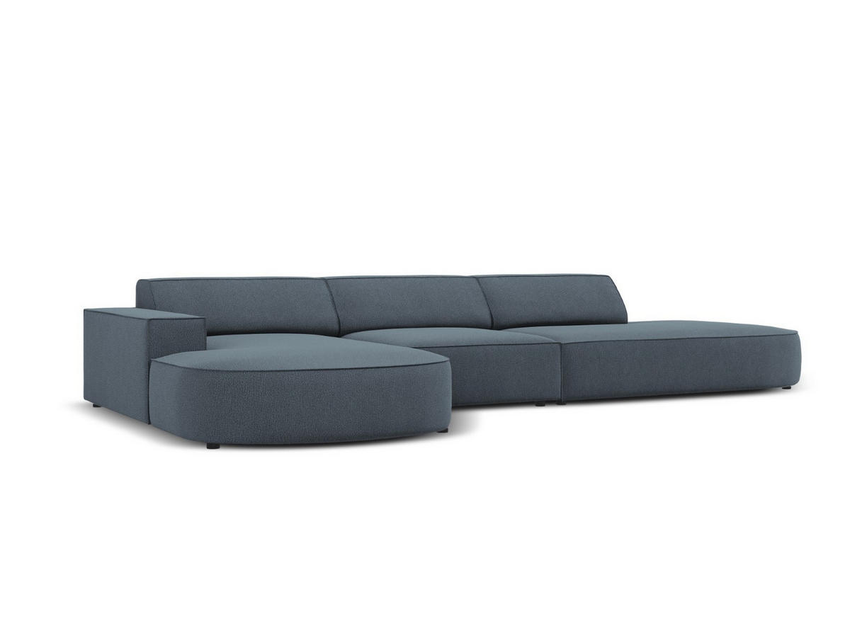 ECKSOFA links Jodie aus strukturiertem Stoff blau 4 Sitzplätze - Blau, Textil (166/342cm) - Micadoni