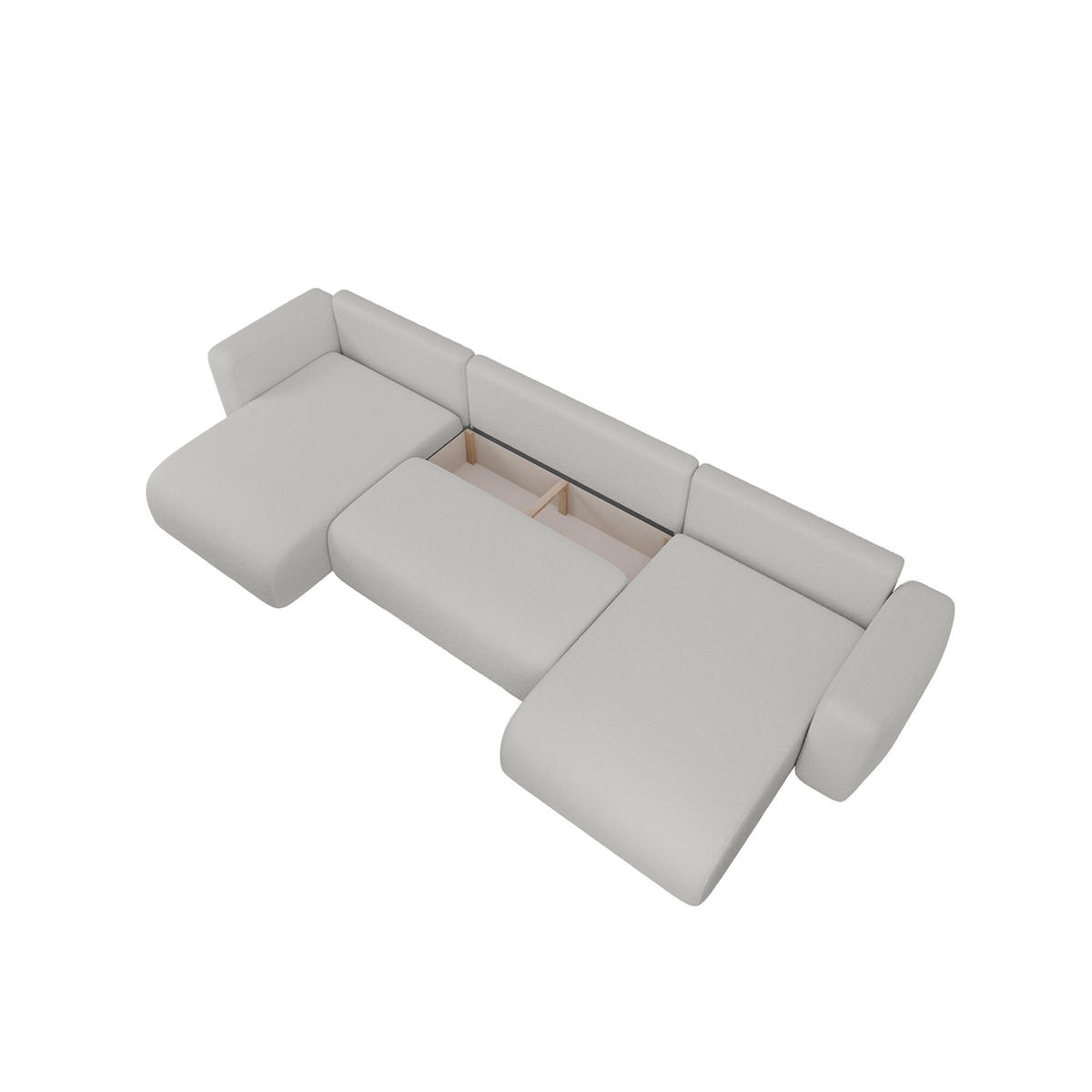 WOHNLANDSCHAFT TALW U mit Schlaffunktion, Hellgrau - Hellgrau, Textil (398/185cm) - Fedve