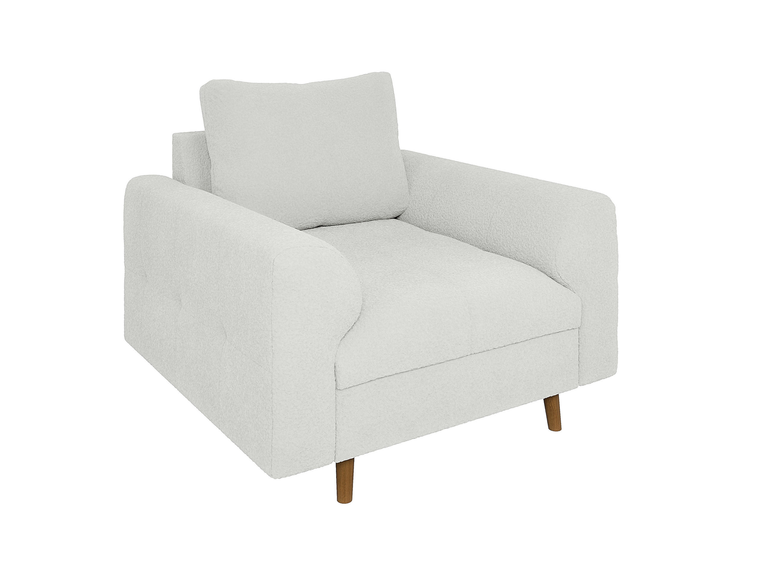 SESSEL Henrik Weiß Boucle - Weiß/Braun, Holz/Textil (97/81/93cm) - S-Style Möbel