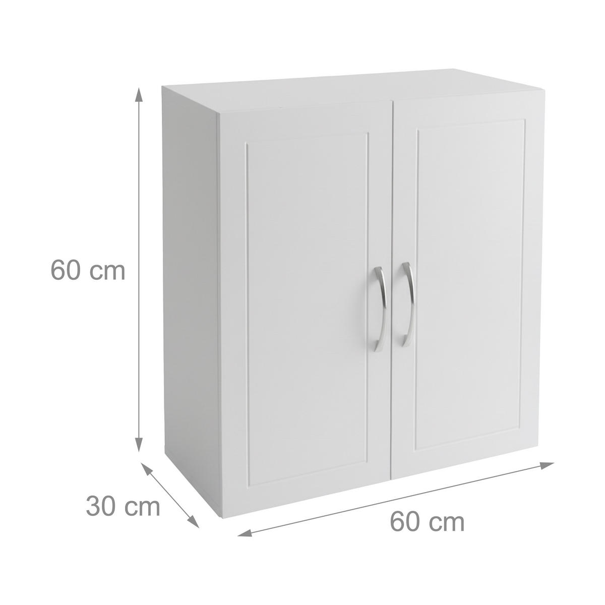 HÄNGESCHRANK Weiß Bad 60x60x30 cm - Silberfarben/Weiß, Holzwerkstoff/Metall (60/60/30cm) - Relaxdays