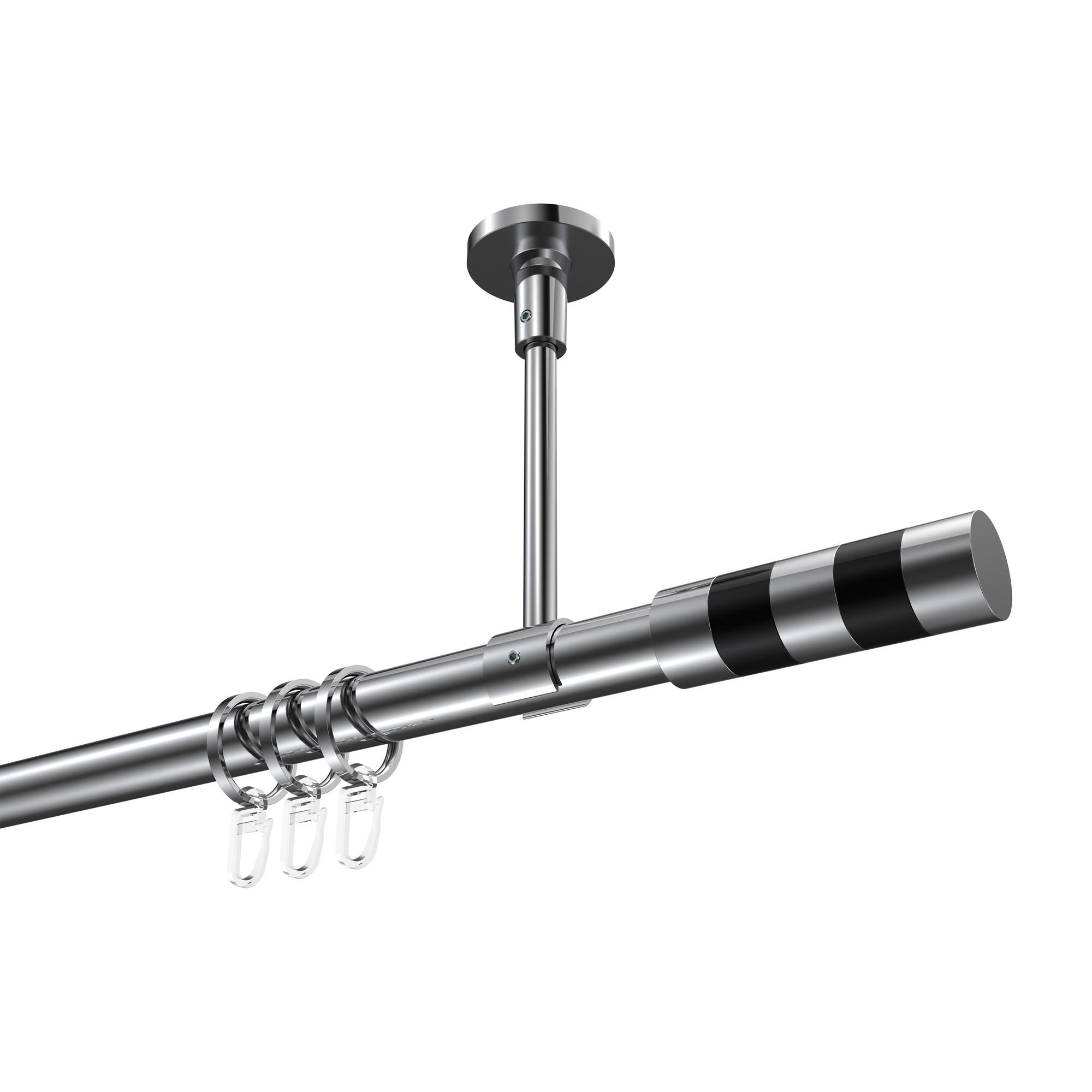GARDINENSTANGEN-SET Sonette Mavell 100 cm, 1-läufig, 20 mm Ø Chrom - Chromfarben/Schwarz, Metall (100cm) - INTERDECO