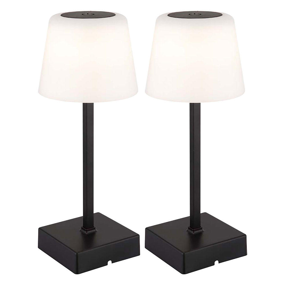 LED TISCHLEUCHTE schwarz Touchdimmer opal - Schwarz, Metall (8.5/8.5/25.5cm) - Globo Lighting