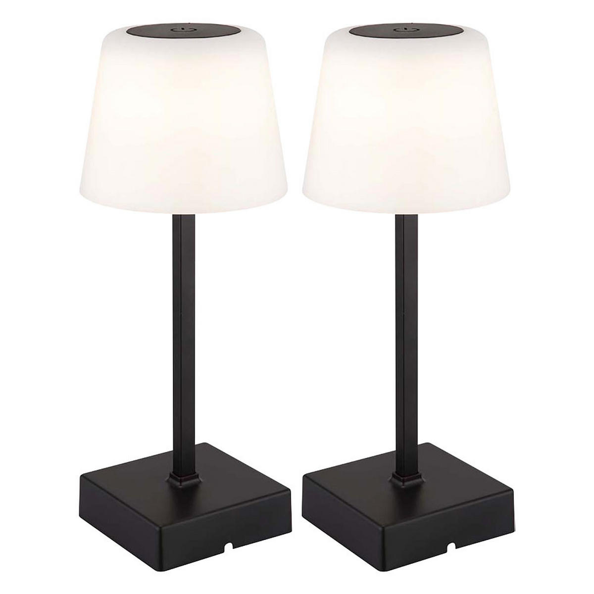 LED TISCHLEUCHTE schwarz Touchdimmer opal - Schwarz, Metall (8.5/8.5/25.5cm) - Globo Lighting