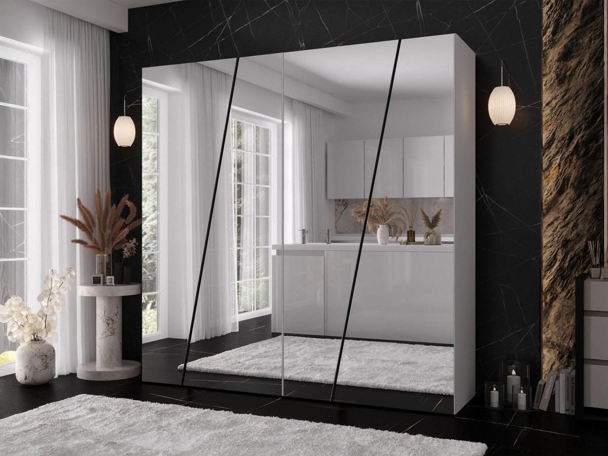 DREHTÜRENSCHRANK Zen 4L 200 cm - Schwarz/Weiß, Holzwerkstoff/Kunststoff (200/202/50cm) - MIRJAN24