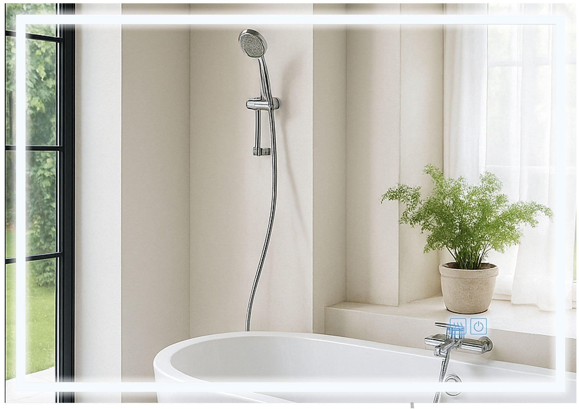 BADSPIEGEL Graz 70x100 Bluetooth 100x3,5x70cm Glas Klarglas Badezimmerspiegel - Klar, Glas (100/70/3.5cm) - DELUKE