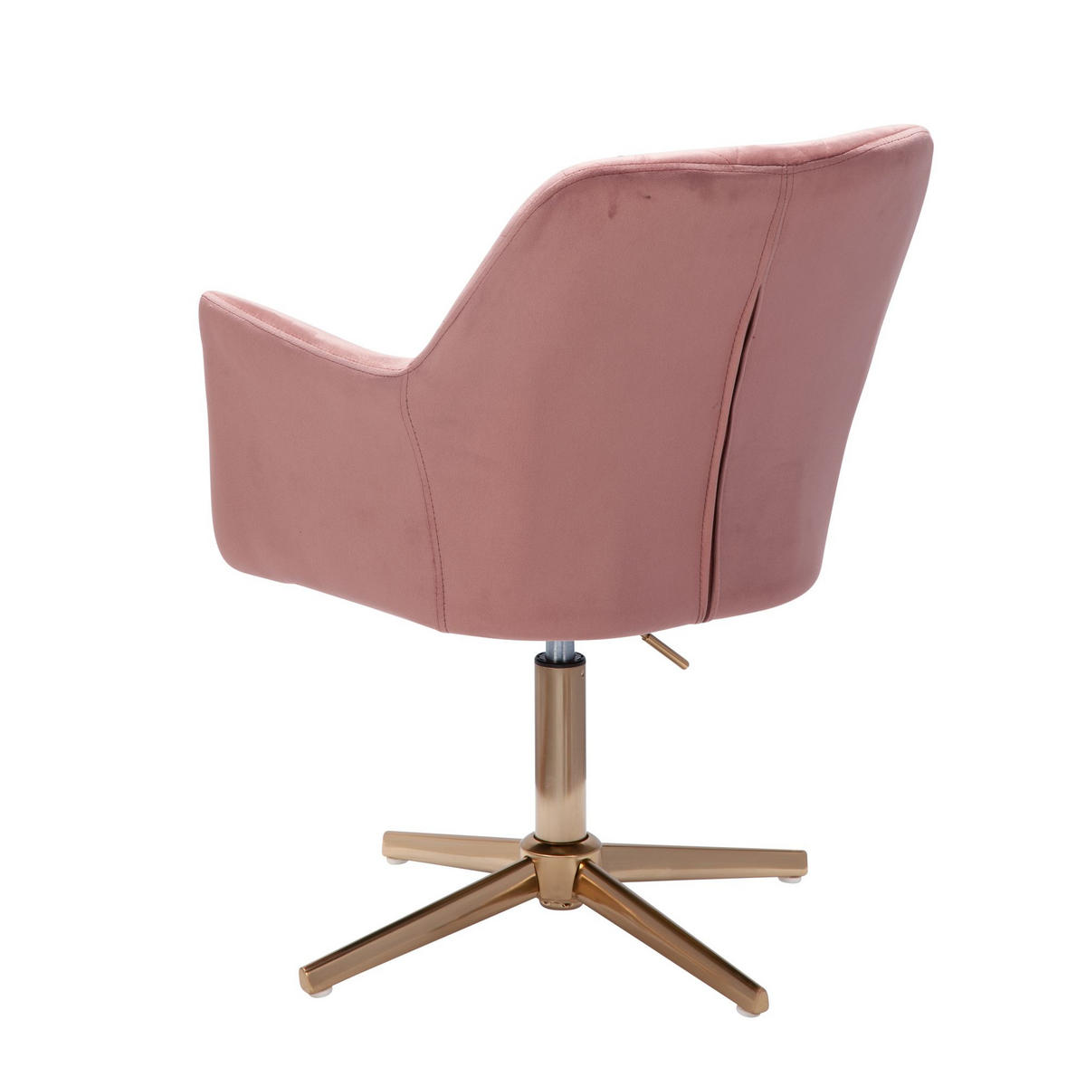 DREHSTUHL Samt mit Armlehnen Eisengestell 360° Funktion, Rosa 97x55x55 cm - Pink/Goldfarben, Textil/Metall (97/55/55cm) - KADIMA DESIGN