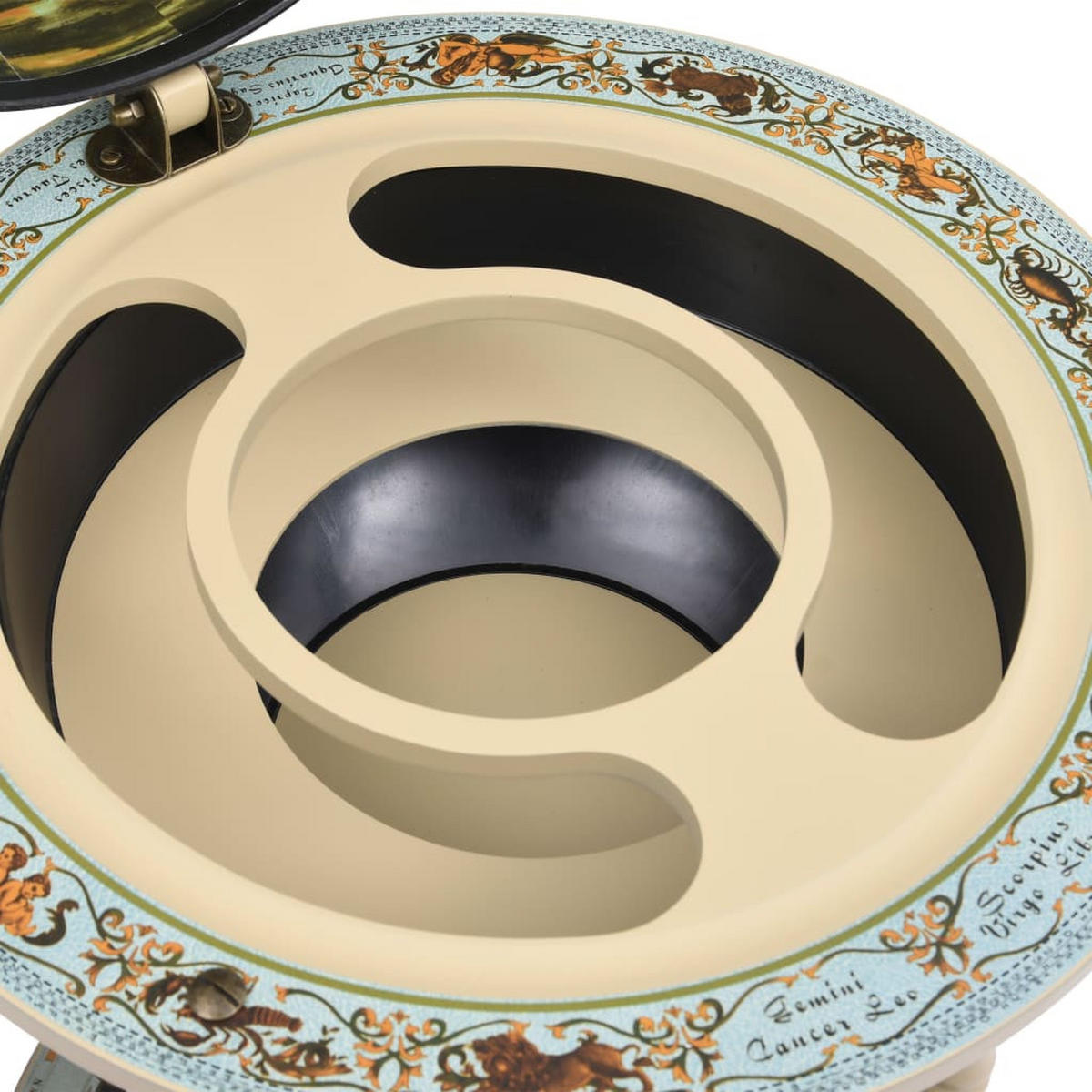 GLOBUSBAR mit Rollen und Flaschenregal, 47/47/88 cm, aus Eukalyptusholz, Blau und Weiß - Blau, Holz (47/47/47cm) - vidaXL