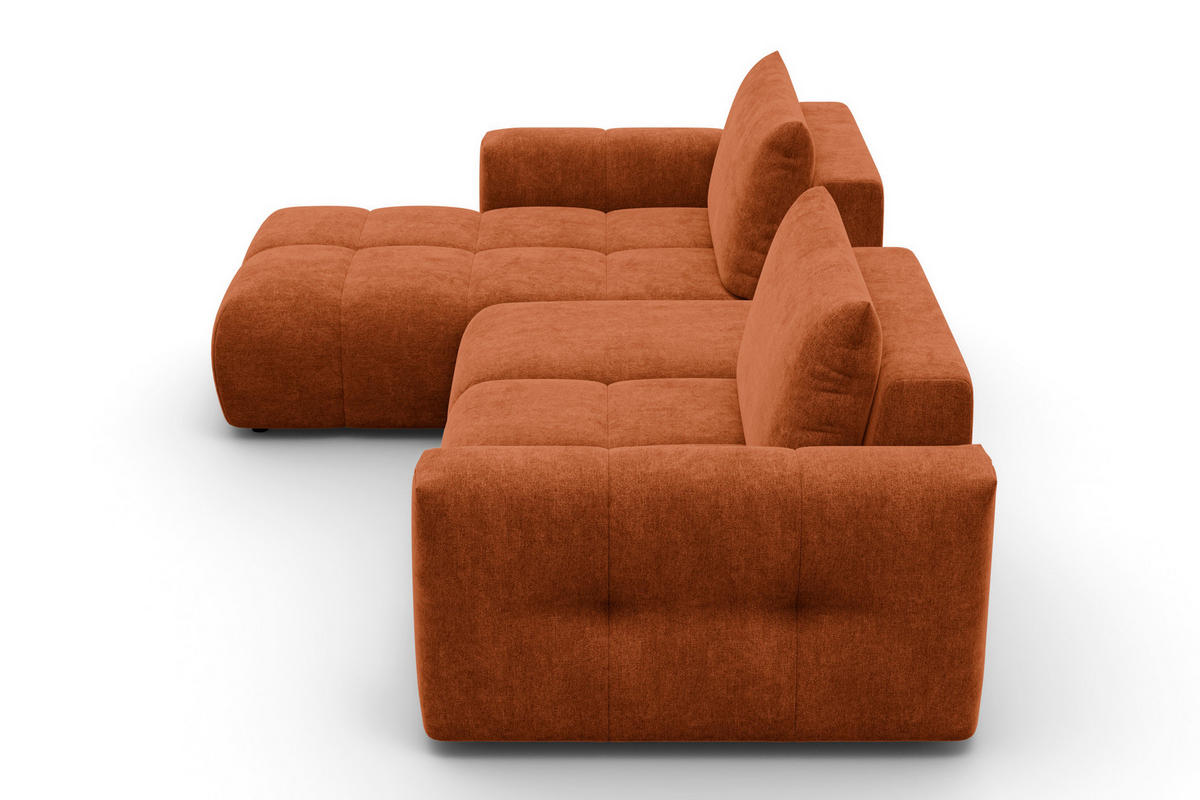 ECKSOFA VERONA 4-Sitzer LINKS, Orange - Schwarz/Orange, Holz/Textil (282/173cm) - Courtois Laville