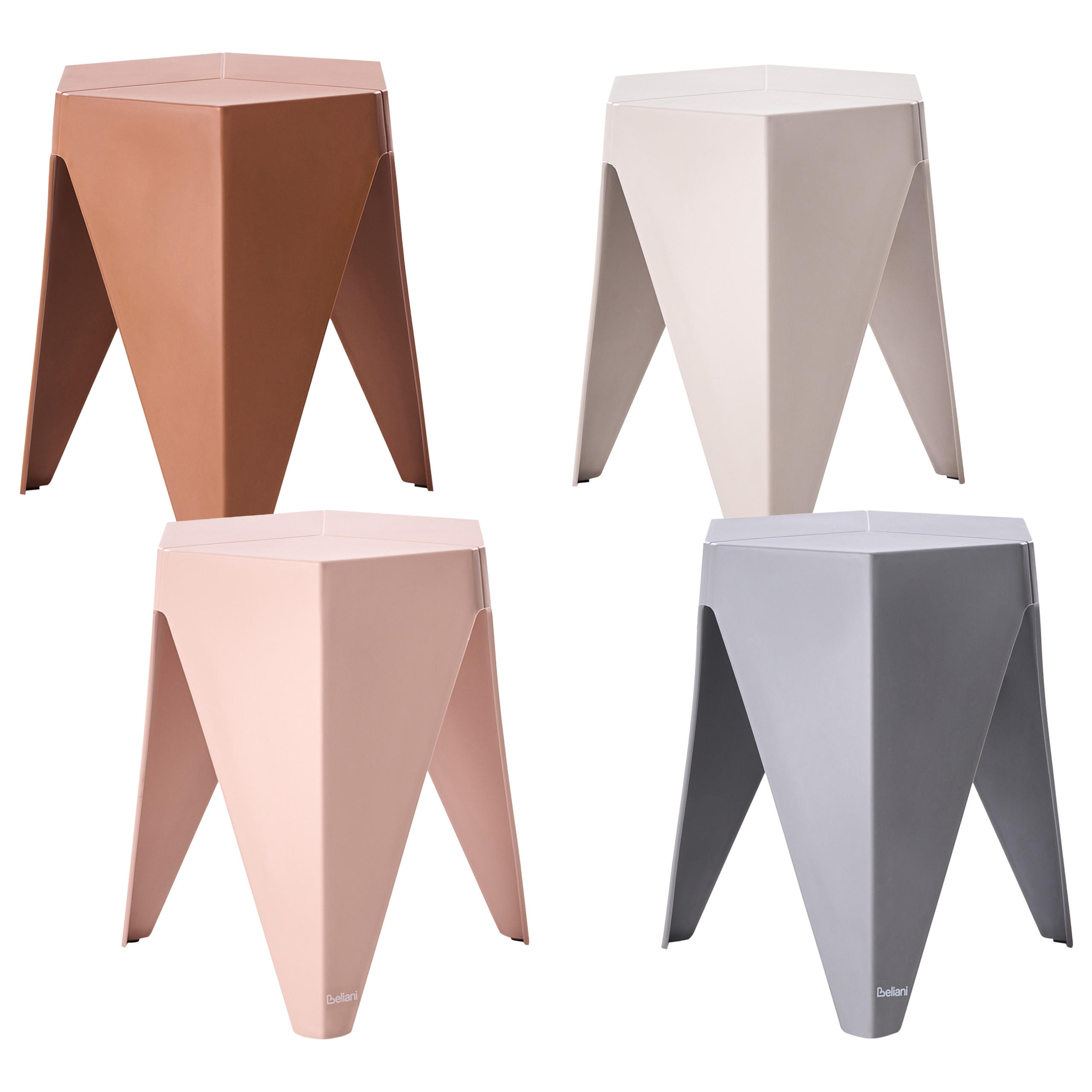 GARTENHOCKER 4er-Set Hellgrün Karavos - Pink/Rot, Kunststoff (36/45/32cm) - Beliani