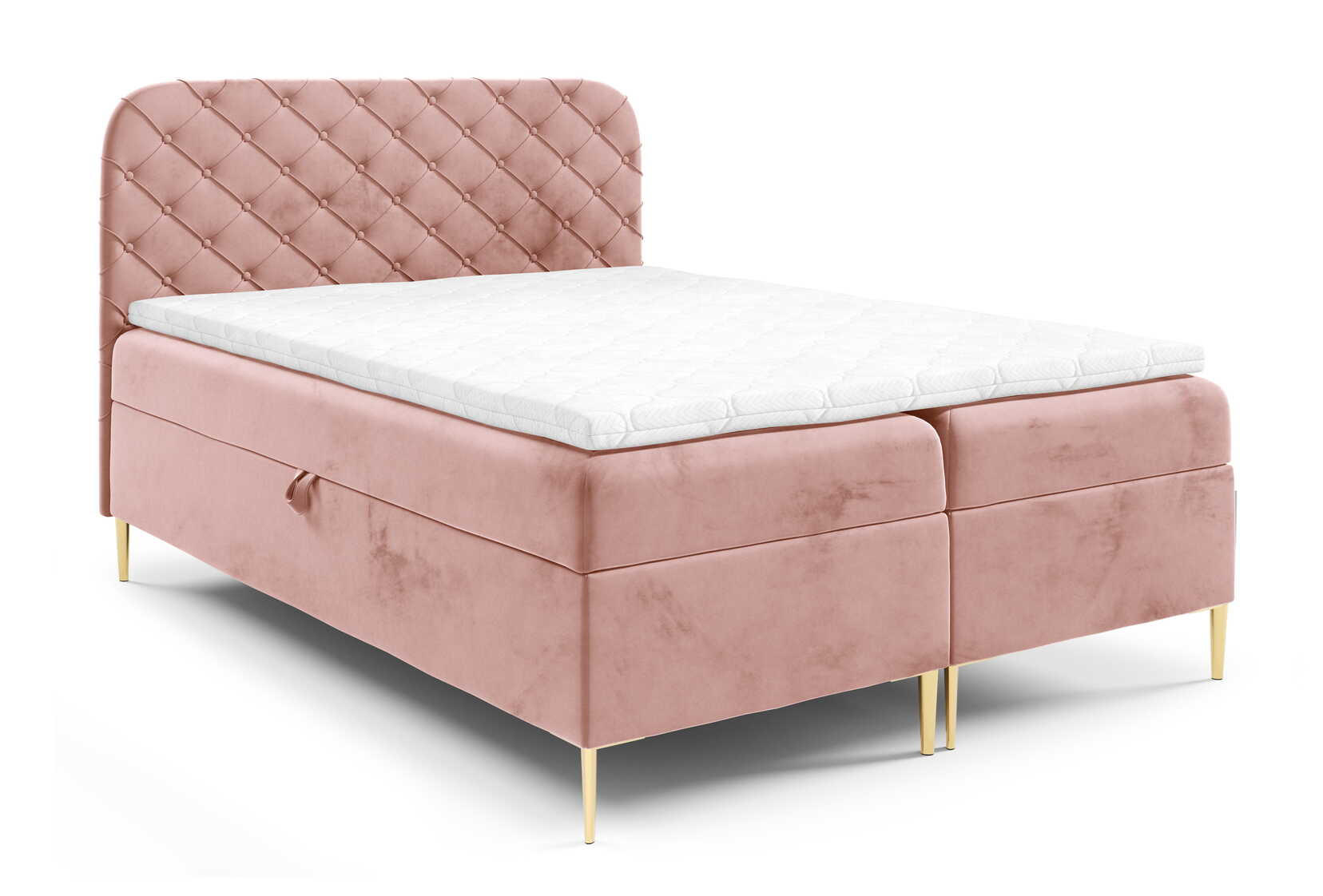 BOXSPRINGBETT 160x200 Elara, Chesterfield, 15 cm Beine, Matratze, Rosa - Pink, Holz/Textil (160/200cm) - Emporius