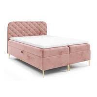 BOXSPRINGBETT 180x200 Elara, Chesterfield, 15 cm Beine, Matratze, Rosa - Pink, Holz/Textil (180/200cm) - Emporius