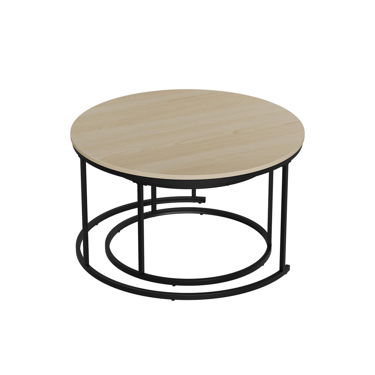 COUCHTISCH-SET DE-37281 80cm 2er-Set rund mit Nesting-Design Eiche - Eichefarben, Holzwerkstoff (80/80/45cm) - ComfortXL
