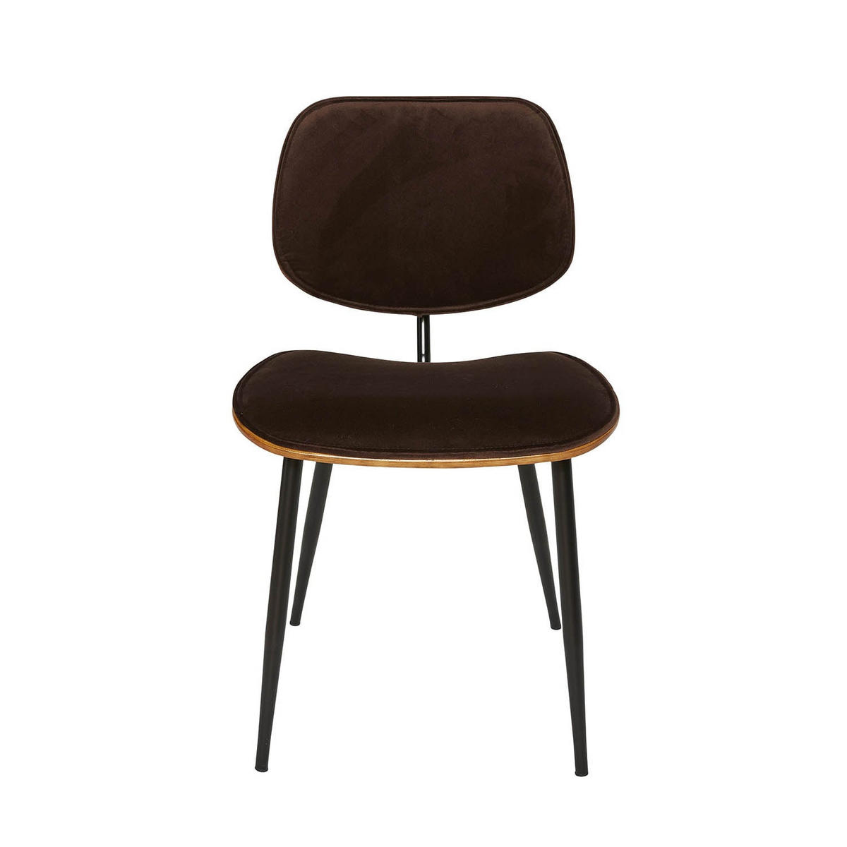 VELOURS-STÜHLE im 2er-Set mit Holz-Finish - Olympia - Braun, Holz (76.5/76.5/46cm) - Signature