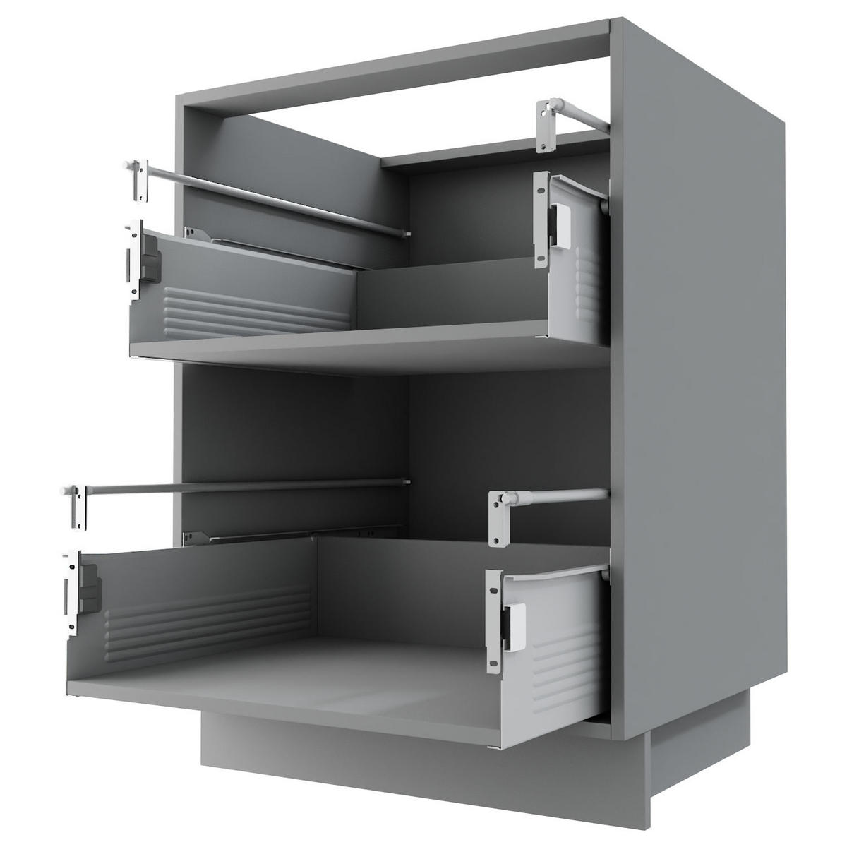 SCHUBLADENUNTERSCHRANK Brerra D2M/90 Korpus grau / Front RAL 9001 creme Hochglanz 90 / 50 / 82cm - Creme/Grau, Holz/Holzwerkstoff (90/82/50cm) - Feldmann-Wohnen