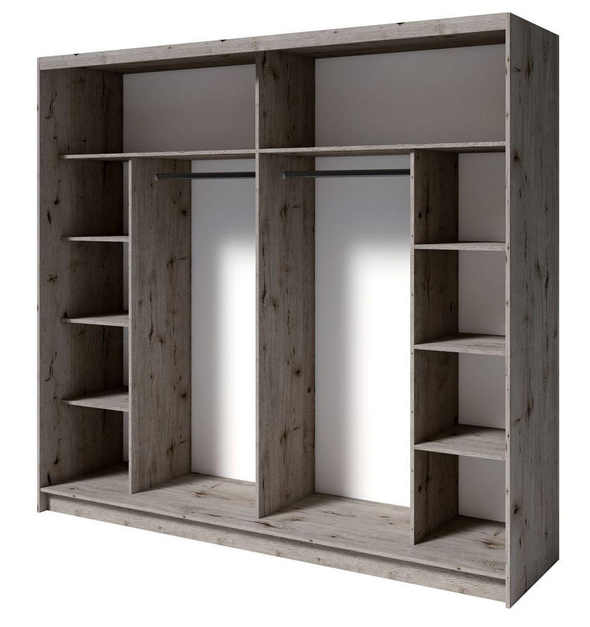 SCHWEBETÜRENSCHRANK Togo Wellington Eiche 230 / 62 / 215cm - Graubraun/Braun, Holz/Holzwerkstoff (230/215/62cm) - Feldmann-Wohnen