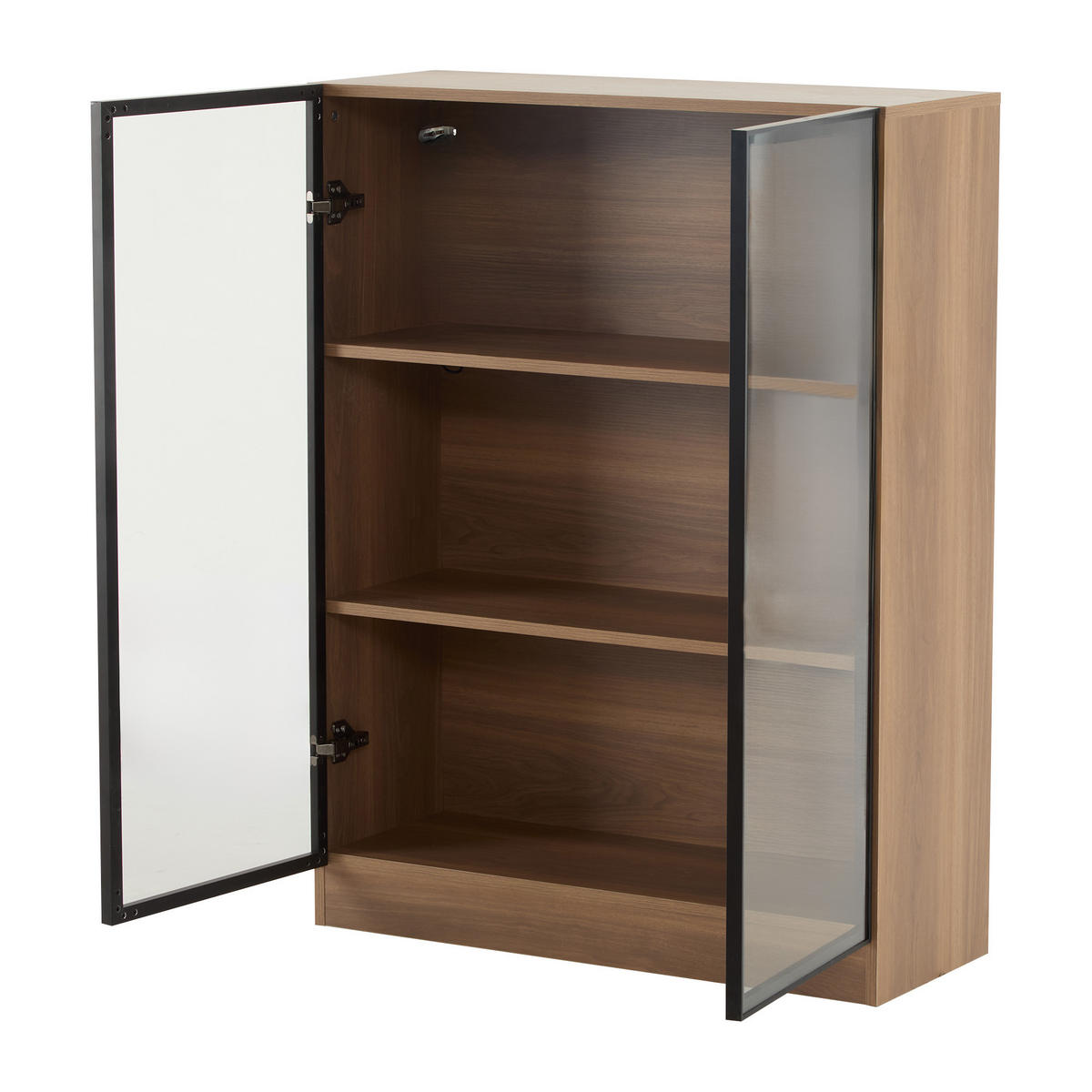 VITRINE DE-37920 mit LED-Beleuchtung und 3 Glasböden Braun - Braun, Holzwerkstoff (80/106/32cm) - ComfortXL