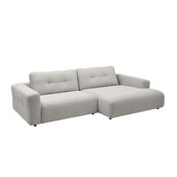 ECKSOFA XL MIKA Hellgrau Cord - Hellgrau/Schwarz, Kunststoff/Textil (296/167cm) - KAWOLA
