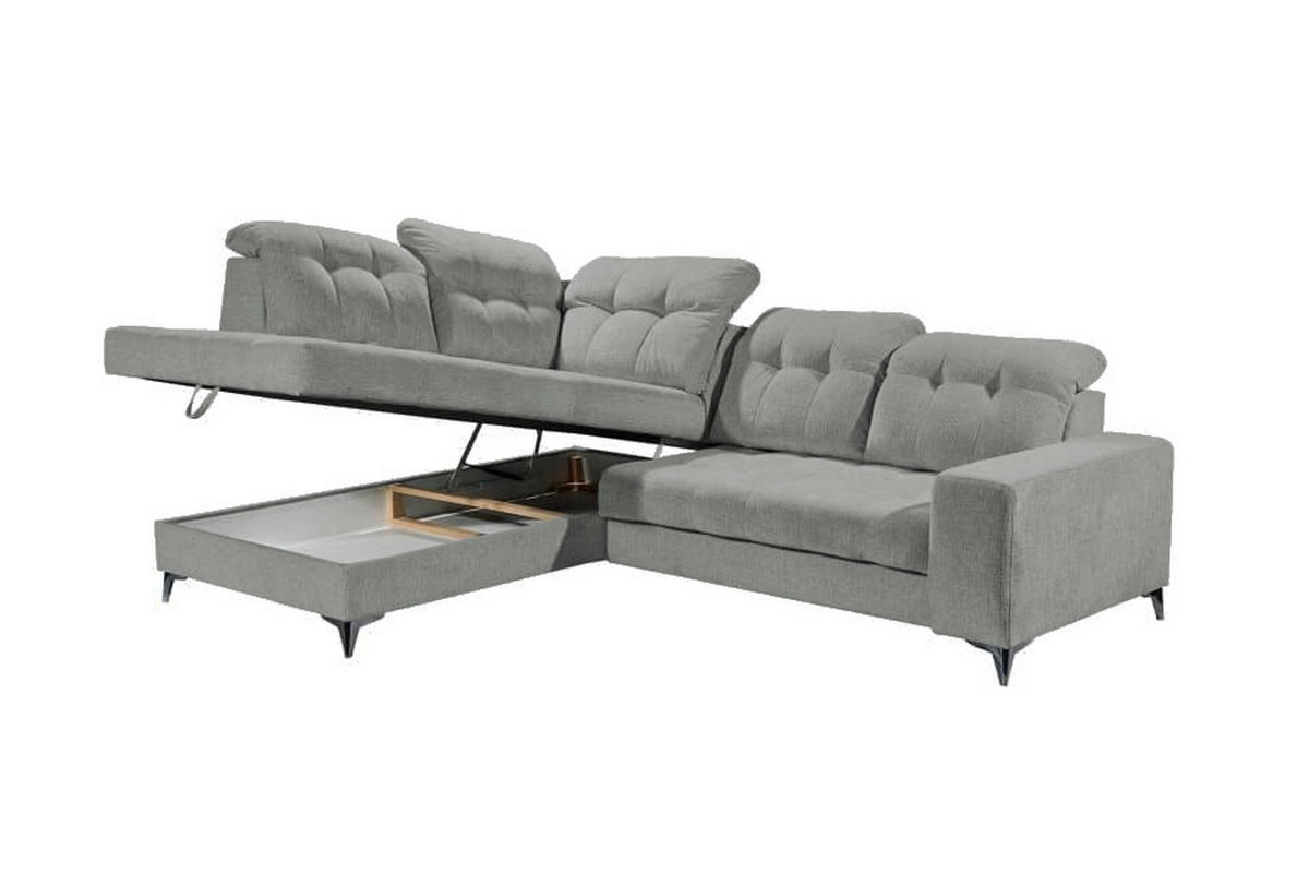 ECKSOFA mit elektronischem Sitzvorschub, Bettkasten und USB-Anschluss - Anthrazit/Schwarz, Textil/Metall (289/220cm) - ed exciting design