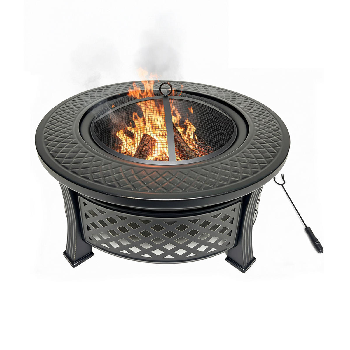 FEUERSCHALE - Schwarz, Metall (81/50/81cm) - Relaxdays