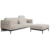 SCHLAFSOFA SALENTO Beige Cord - Beige/Schwarz, Textil/Metall (221/82/193cm) - MKS