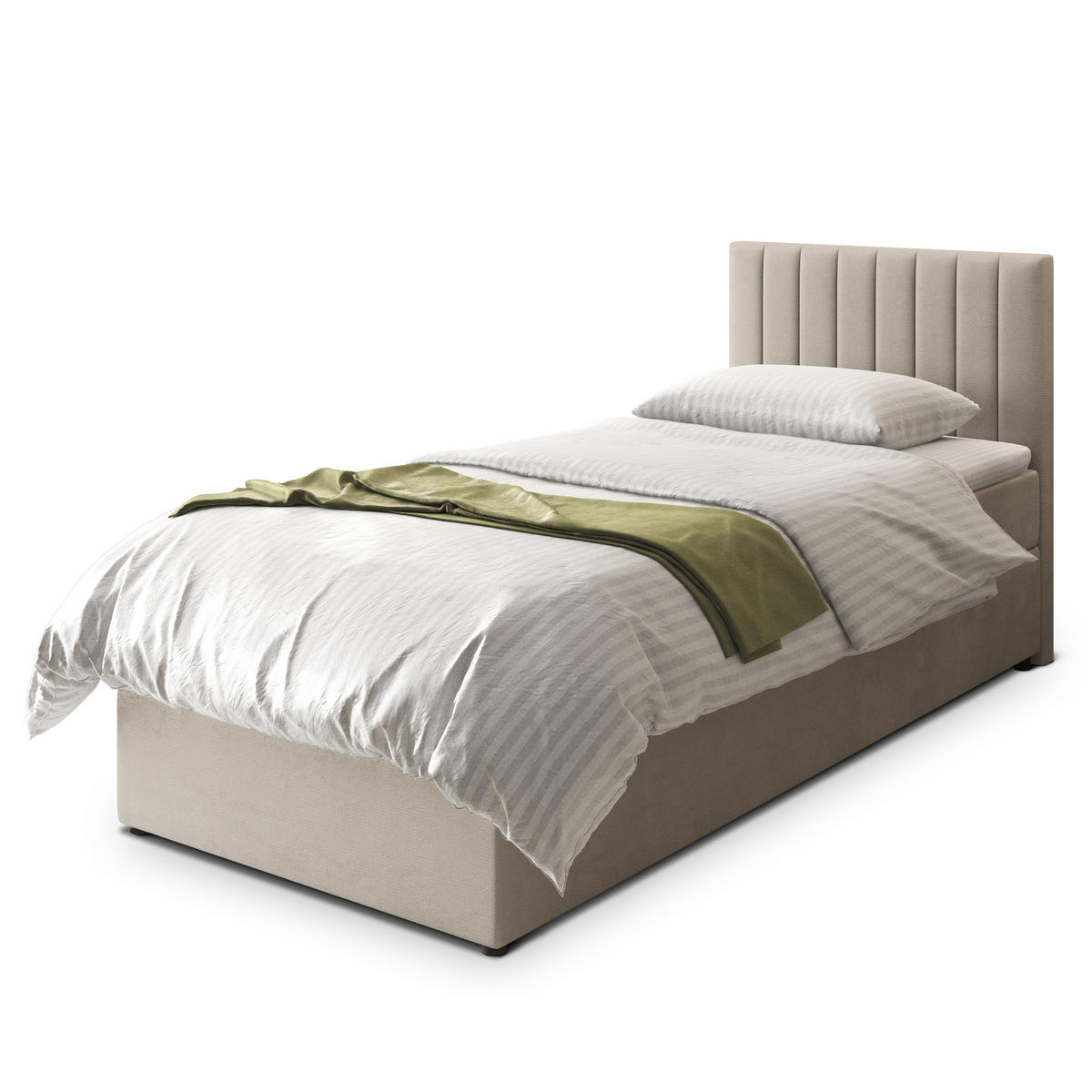 POSTEL BOXSPRING BRESEL 100x200 cm, s matrací a úložným prostorem, béžová - béžová, kompozitní dřevo/textil (100/200cm) - MASSENO