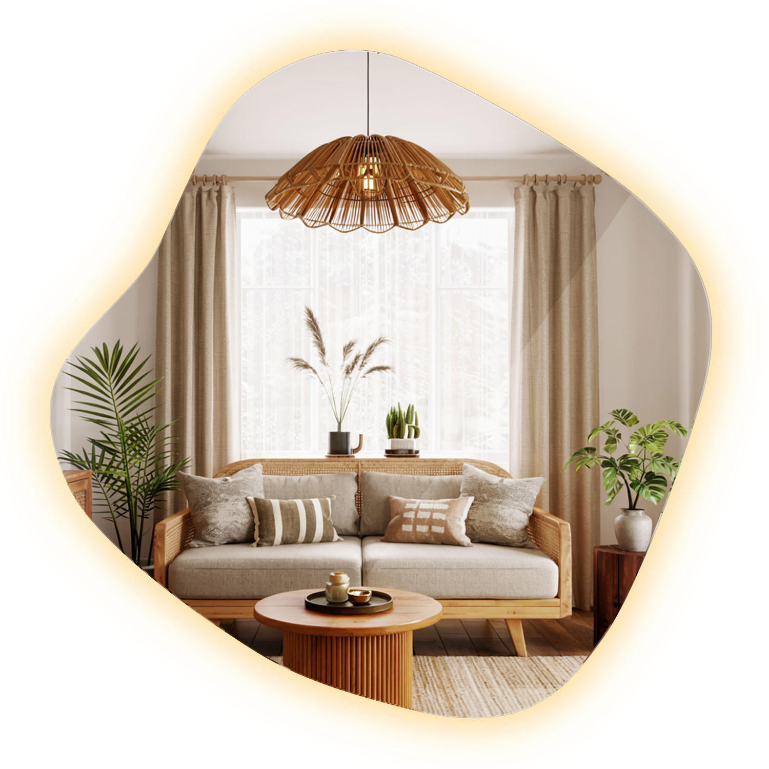 TULUP ZRCADLO Designové 76,6x77,3 cm LED 3000K teplé světlo