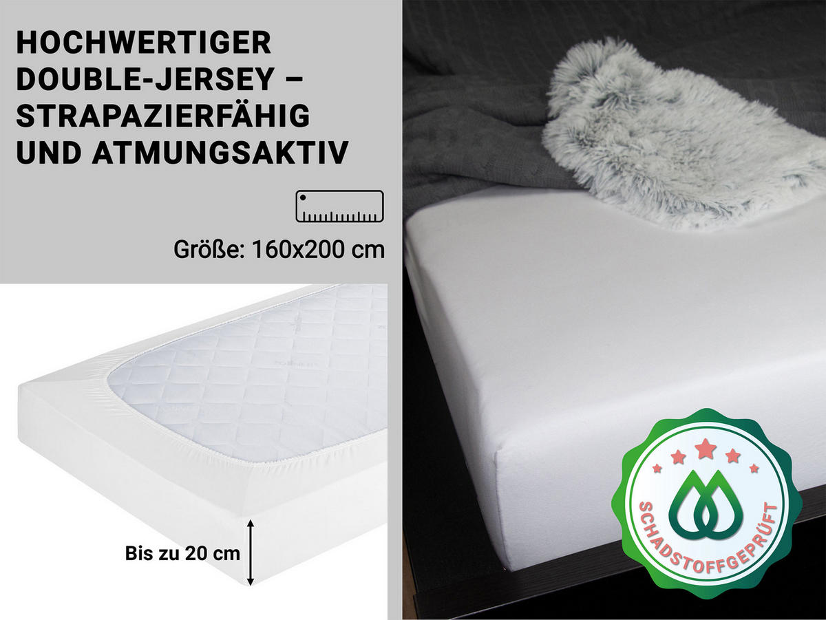SPANNBETTLAKEN, 160x200 cm, 80% Baumwolle, 20% Polyamid, Weiß - Weiß, Textil (160/200cm) - Zollner