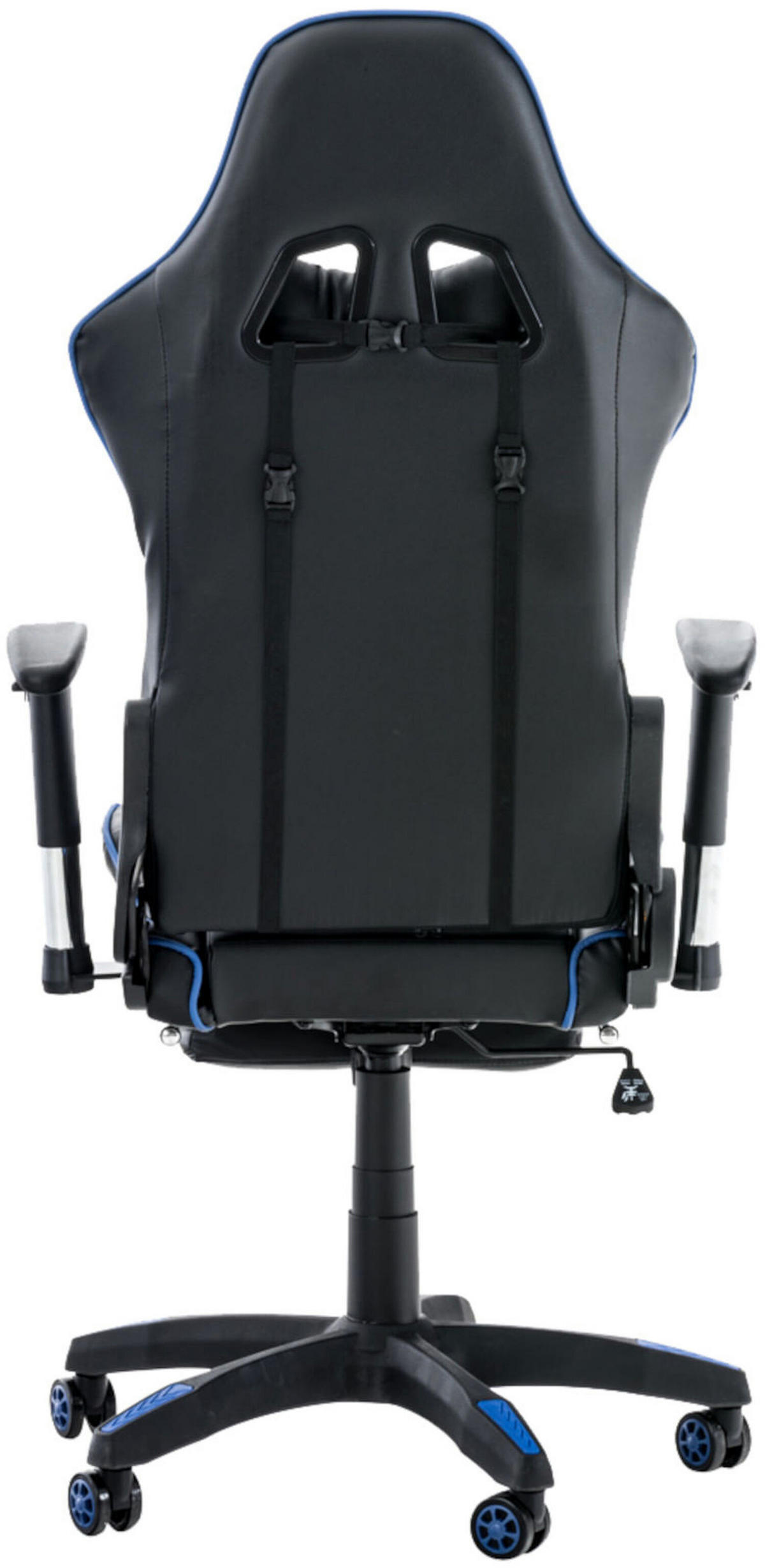BÜROSTUHL Racing Turbine mit Fußablage, Schwarz/Blau - Blau, Kunststoff/Textil (67/142/58cm) - TPFLiving