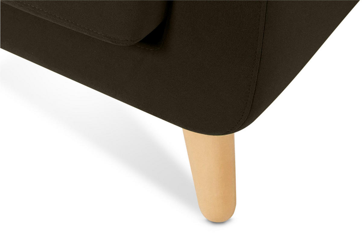 SOFA TAGIO mit Armlehnen, Braun - Dunkelbraun/Braun, Buchenholz/Textil (153/80/84cm) - KONSIMO®