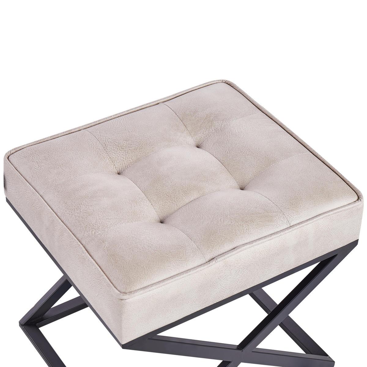 HOCKER Kunstleder Beige Murdo - Beige/Schwarz, Kunststoff (47/43/40cm) - Beliani