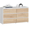 KOMMODE CL100 6 Schubladen, Weiß-Sonoma, 35x100x57 cm - Weiß/Sonoma Eiche, Holz (100/57/35cm) - Milordbikes