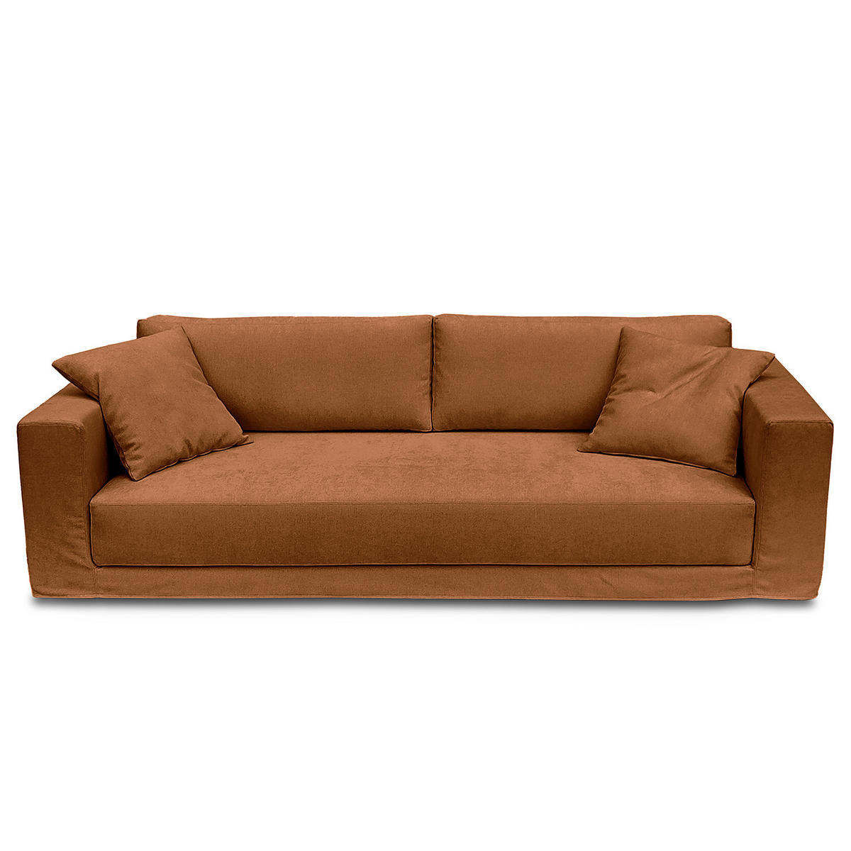 BIGSOFA mit Wechselbezug - Webstoff - Schwarz/Kupferfarben, Kunststoff/Textil (265/63/122cm) - home24
