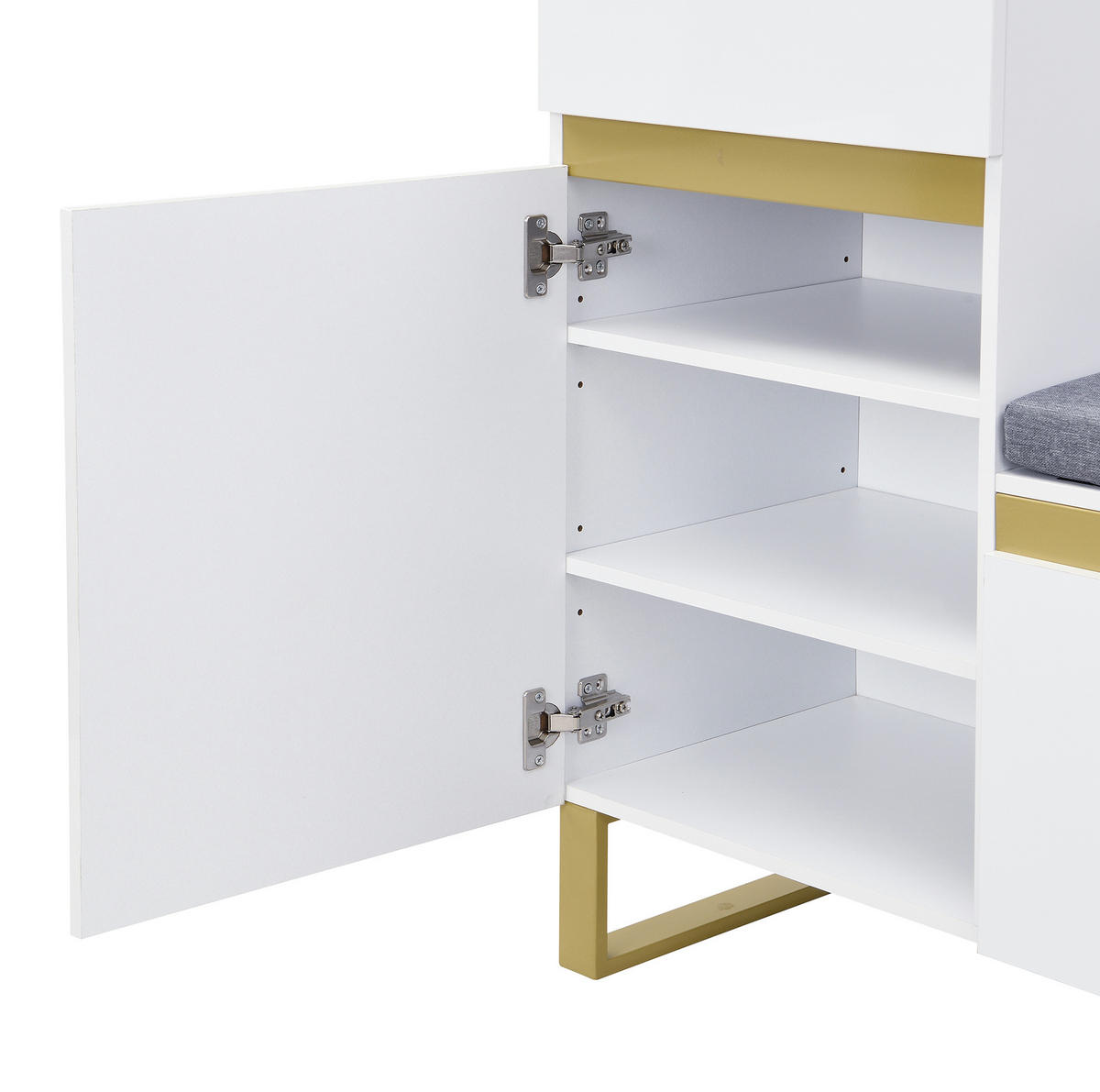 SCHUHSCHRANK aus MDF 120x35x85cm in Weiß mit Sitzbank - Weiß, Holzwerkstoff (120/85/35cm) - Modfu