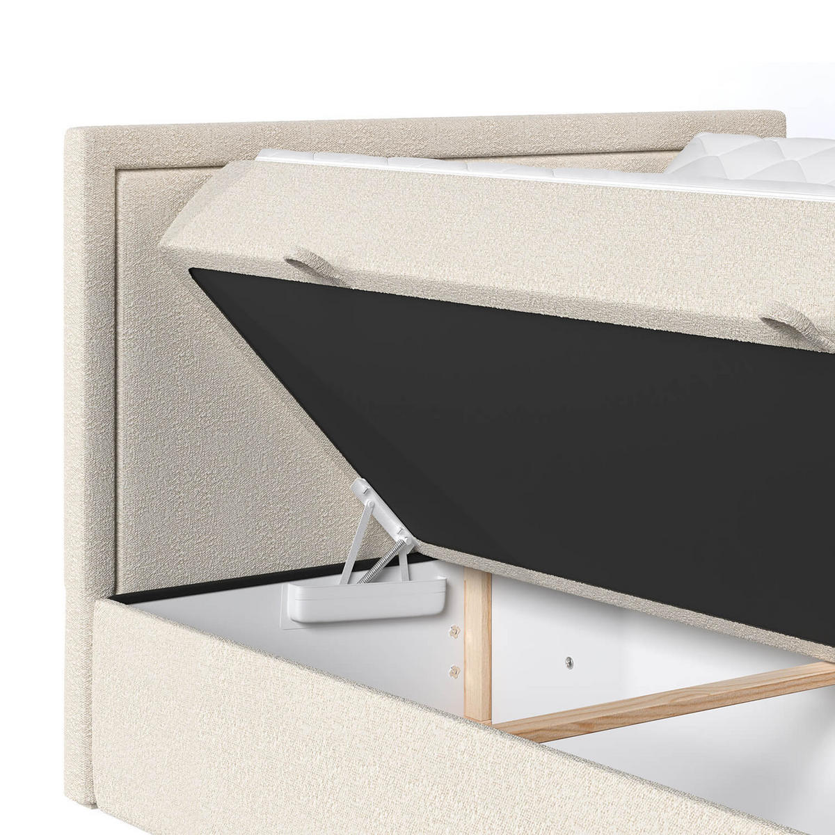 BOXBETT Jodan 200/200 cm Hellbeige im Baloo Stoff - Sandfarben/Schwarz, Holz/Holzwerkstoff (200/200cm) - AltaBeds